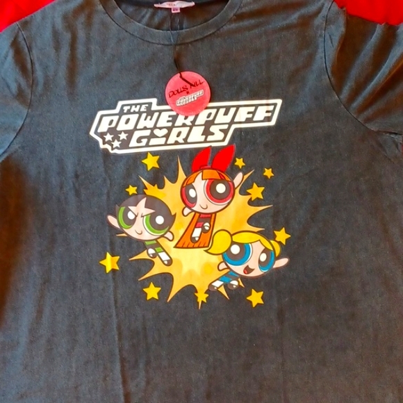 DOLLSKILL 2x oversized faded black short sleeves tshirt POWDERPUFF GIRLS - Picture 1 of 10
